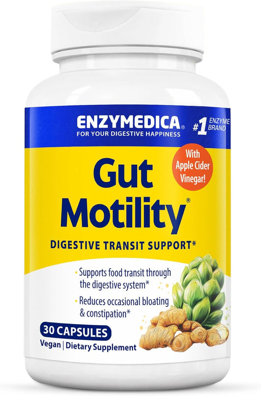 Enzymedica Gut Motility Supplement - Supports Regular Bowel Movements, Reduces Bloating & Constipation - 30 Capsules
