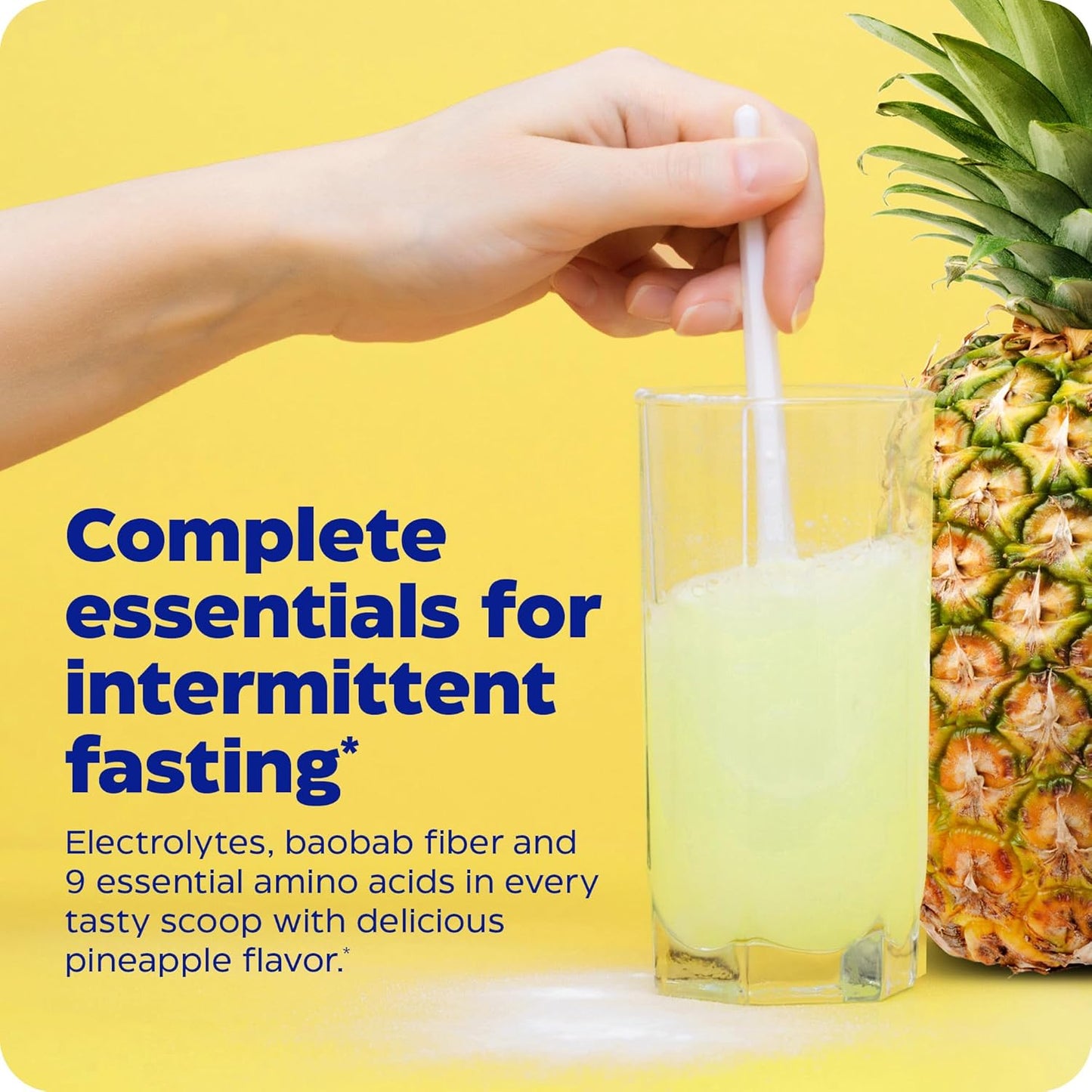 Enzymedica Intermittent Fasting Drink Mix: Electrolyte Powder Supplement for Hydration, Appetite Control & Muscle Health - Keto Friendly, Tropical Pineapple Flavor, 24 Servings