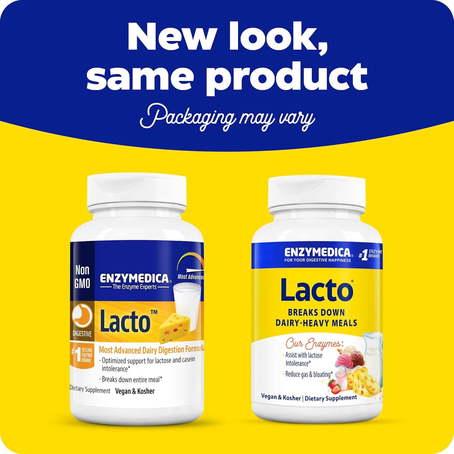 Enzymedica Lacto Digestive Enzymes - Fast-Acting Relief for Gas & Bloating - 180 Count Pack