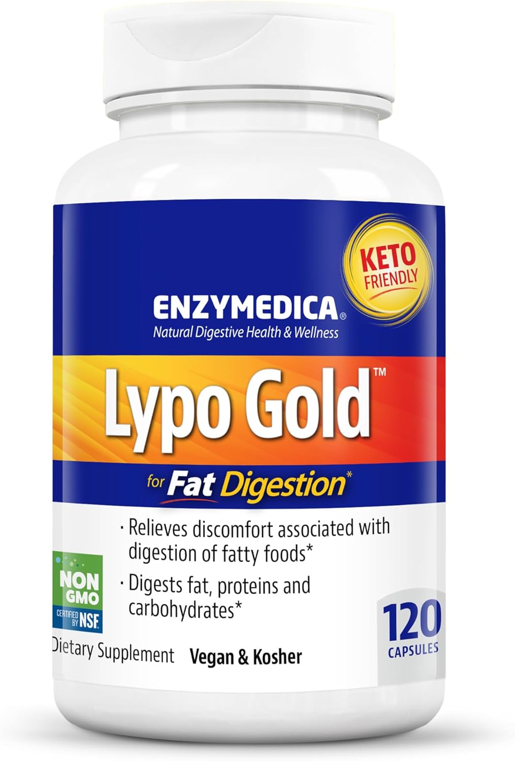 ENZYMEDICA Lypo Gold - 120 Capsules for Digestive Support