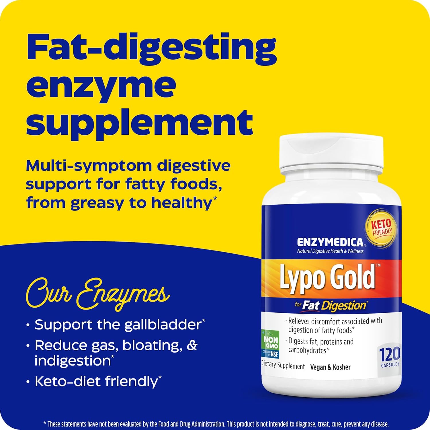 ENZYMEDICA Lypo Gold - 120 Capsules for Digestive Support
