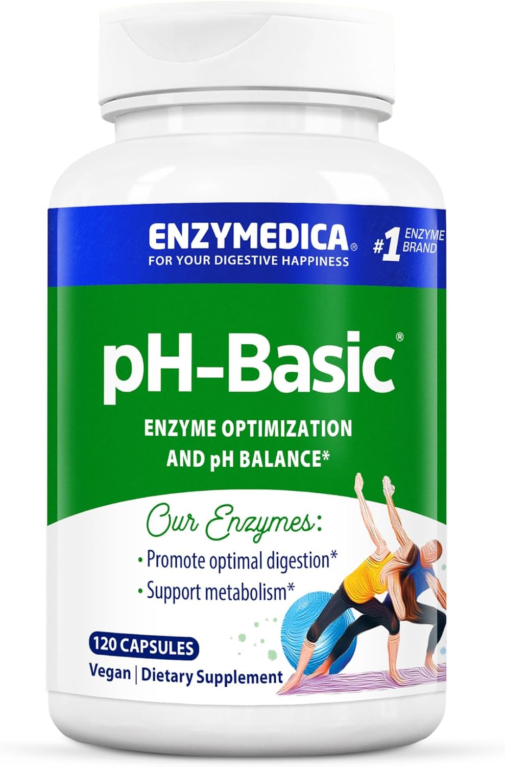 Enzymedica pH-Basic Digestive Enzymes, Nutrients & Herbs, 120 Count - Supports Healthy Digestion & pH Balance