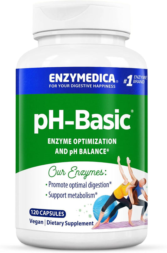 Enzymedica pH-Basic Digestive Enzymes, Nutrients & Herbs, 120 Count - Supports Healthy Digestion & pH Balance