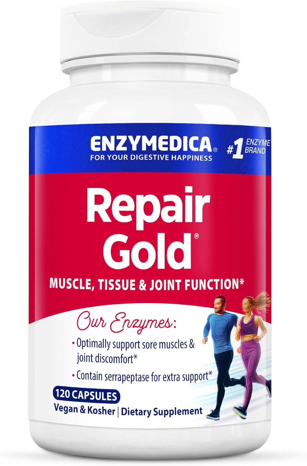 Enzymedica Repair Gold Natural Supplement for Recovery, Joint and Muscle Discomfort Relief - 120 Count