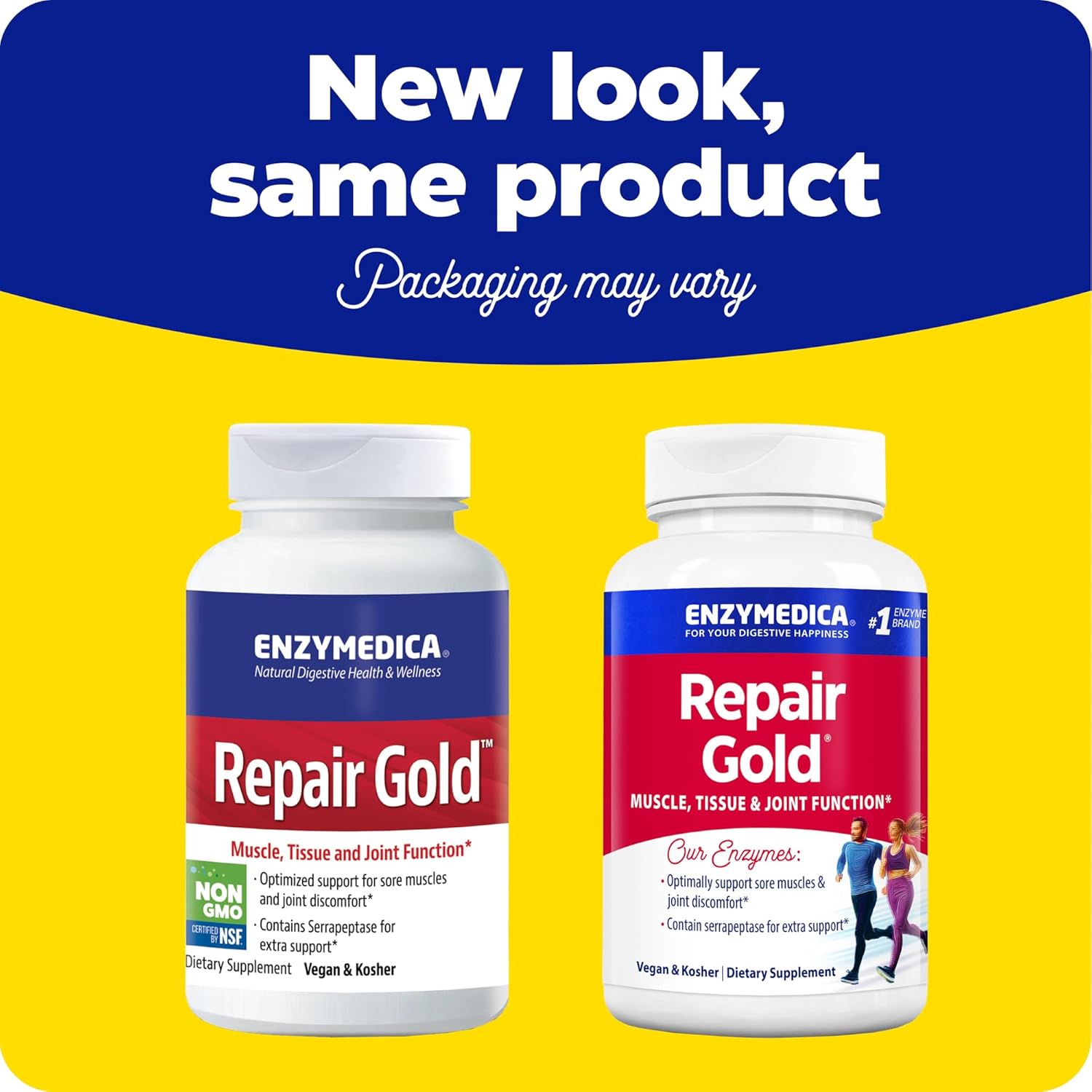 Enzymedica Repair Gold Natural Supplement for Recovery, Joint and Muscle Discomfort Relief - 120 Count