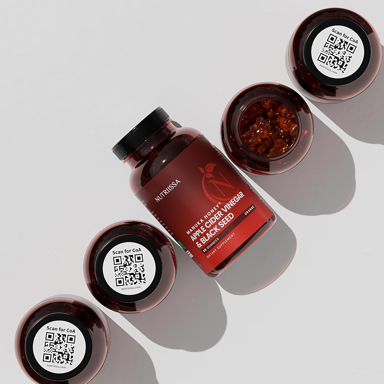 EPEB Certified Nutriissa Orange Gummies with Apple Cider Vinegar, Black Seed Oil, Elder Berry, and Manuka Honey, Cold-Pressed Cumin Seed Nigella Sativa