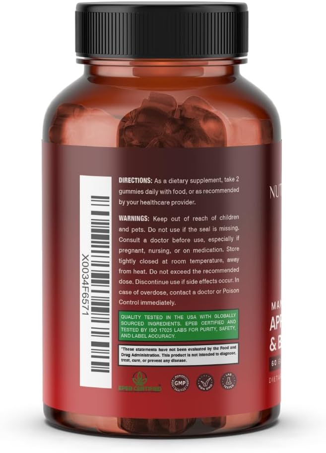 EPEB Certified Nutriissa Orange Gummies with Apple Cider Vinegar, Black Seed Oil, Elder Berry, and Manuka Honey, Cold-Pressed Cumin Seed Nigella Sativa