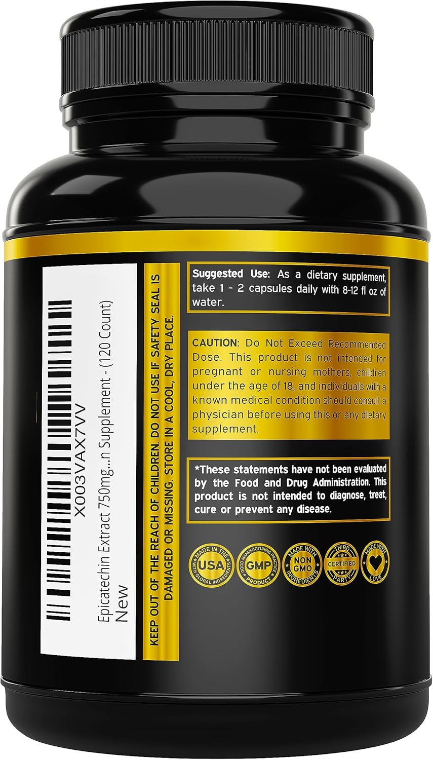 Epicatechin Extract 750mg and Arachidonic Acid 1500mg Supplements - 120 Capsules & 150 Capsules