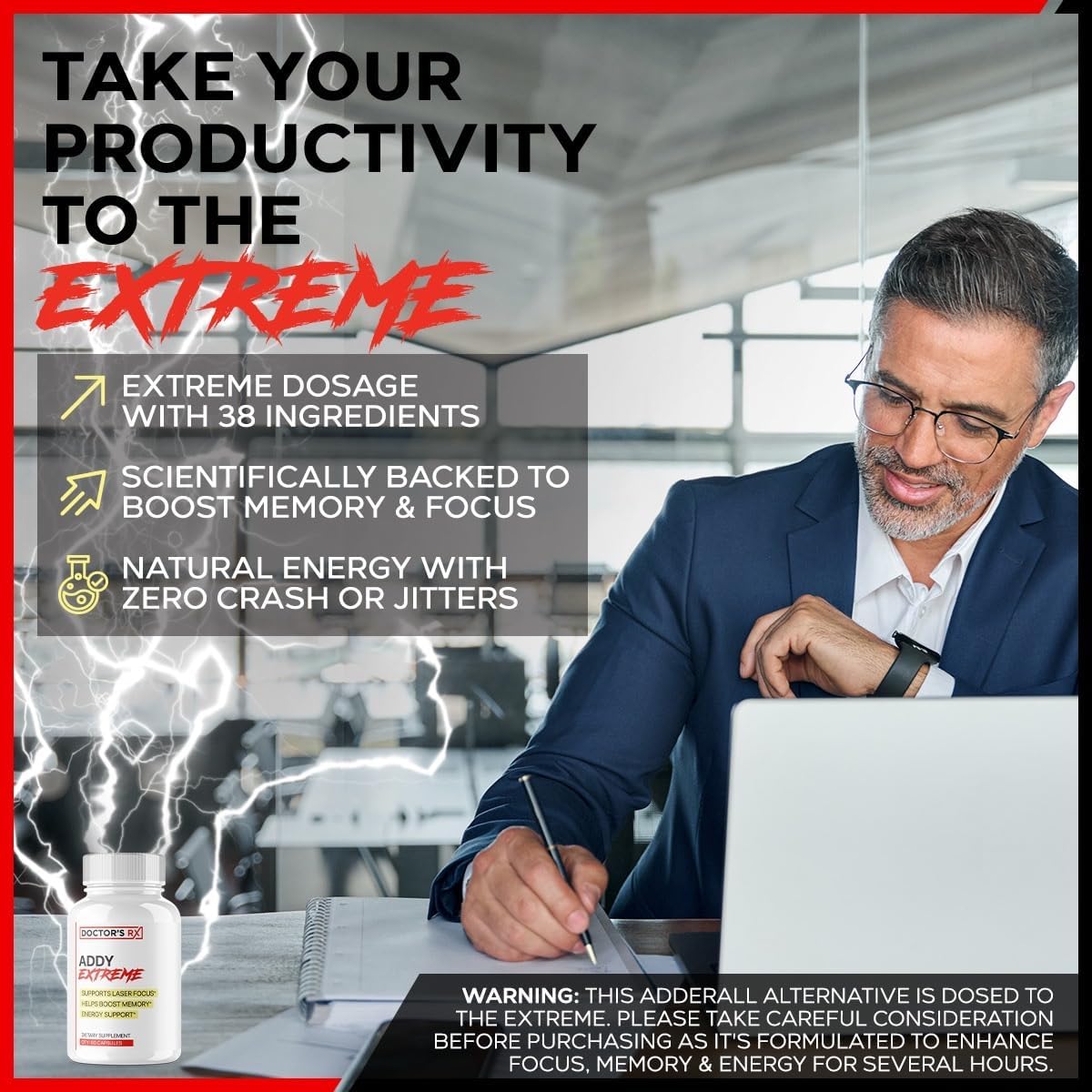 EPN Supplements ADDY Extreme | Top Adderall Alternative for Focus & Energy | 38 Ingredients | 3rd Party Tested | Made in USA - 60 Pills