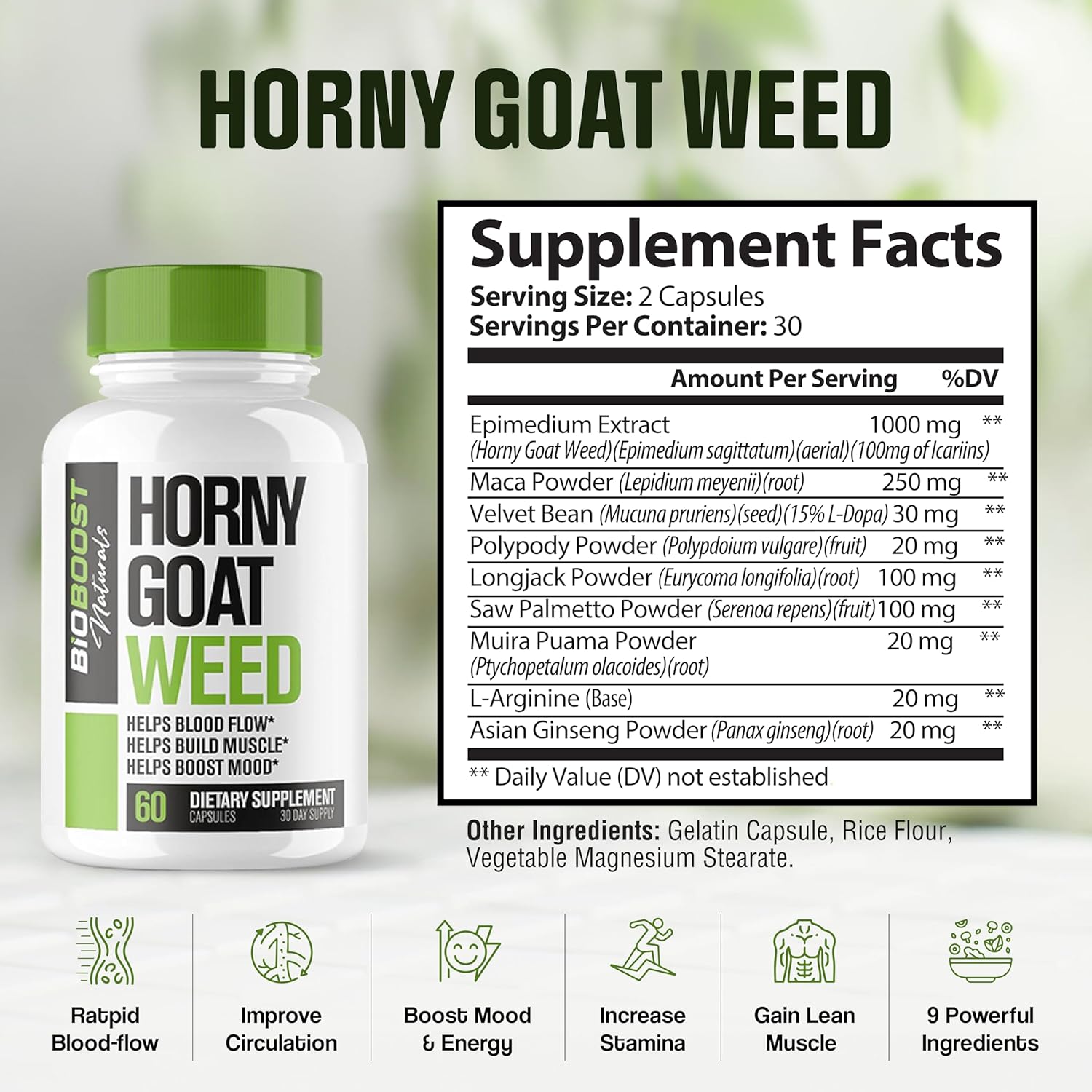 EPN Supplements BioBoost | 9-in-1 Fast-Acting Horny Goat Weed Pills for Men | Extreme Blood-Flow Support, Stamina, Performance | 60 Pills, 9 Research-Backed Ingredients