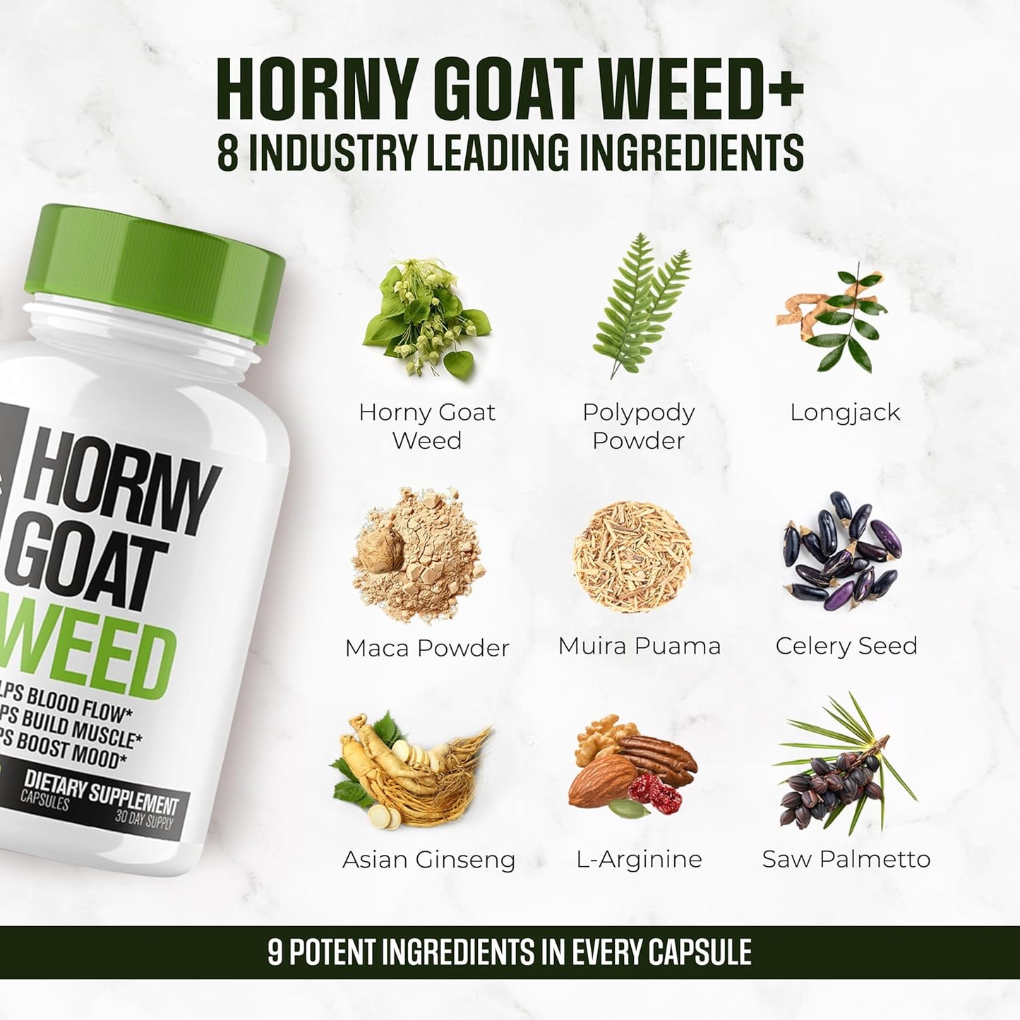 EPN Supplements BioBoost | 9-in-1 Fast-Acting Horny Goat Weed Pills for Men | Extreme Blood-Flow Support, Stamina, Performance | 60 Pills, 9 Research-Backed Ingredients