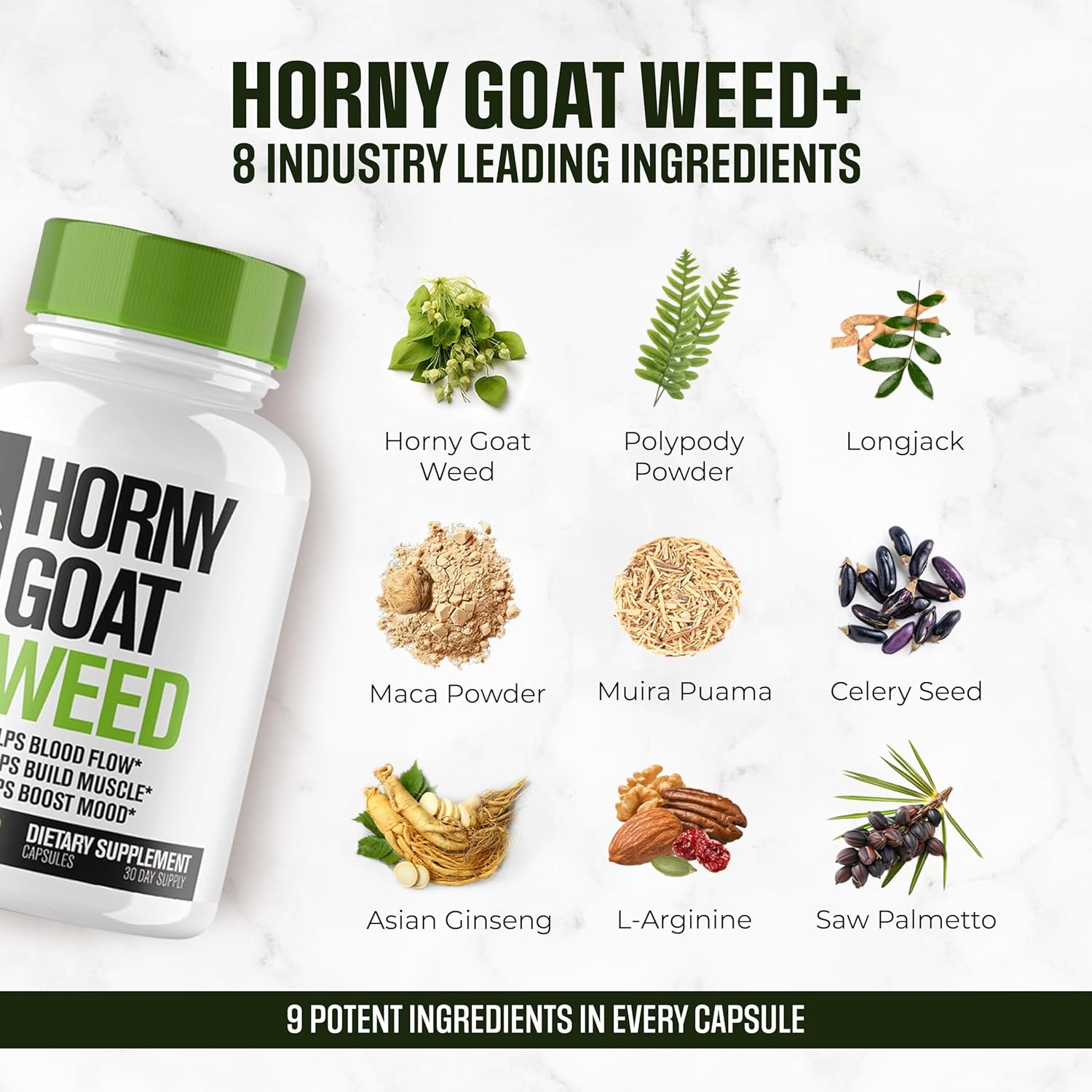 EPN Supplements BioBoost | 9-in-1 Fast-Acting Horny Goat Weed Pills for Men | Extreme Blood-Flow Support, Stamina, Performance | 60 Pills, 9 Research-Backed Ingredients