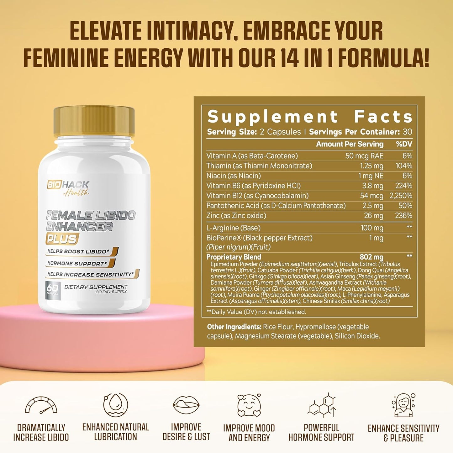 EPN Supplements BioTruth Health Women's Libido Booster | Maximum Strength Aphrodisiac | Boost Desire, Energy, Blood Flow | Maca Root, Longjack + 12 Ingredients | 3rd Party Tested - 60 Capsules