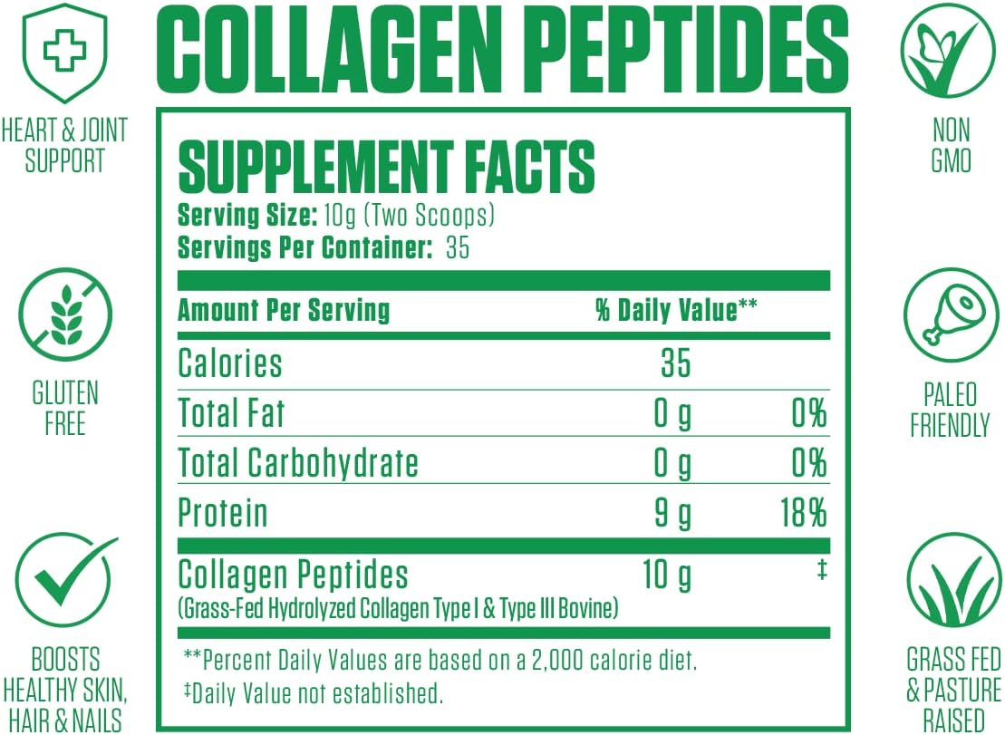EPN Supplements Collagen Peptides Powder | Top-Rated Hydrolyzed Type 1 & 3 Anti-Aging Supplement | Grass Fed, Pasture Raised | Supports Heart & Joint Health, Skin, Hair, Nails | 35 Servings