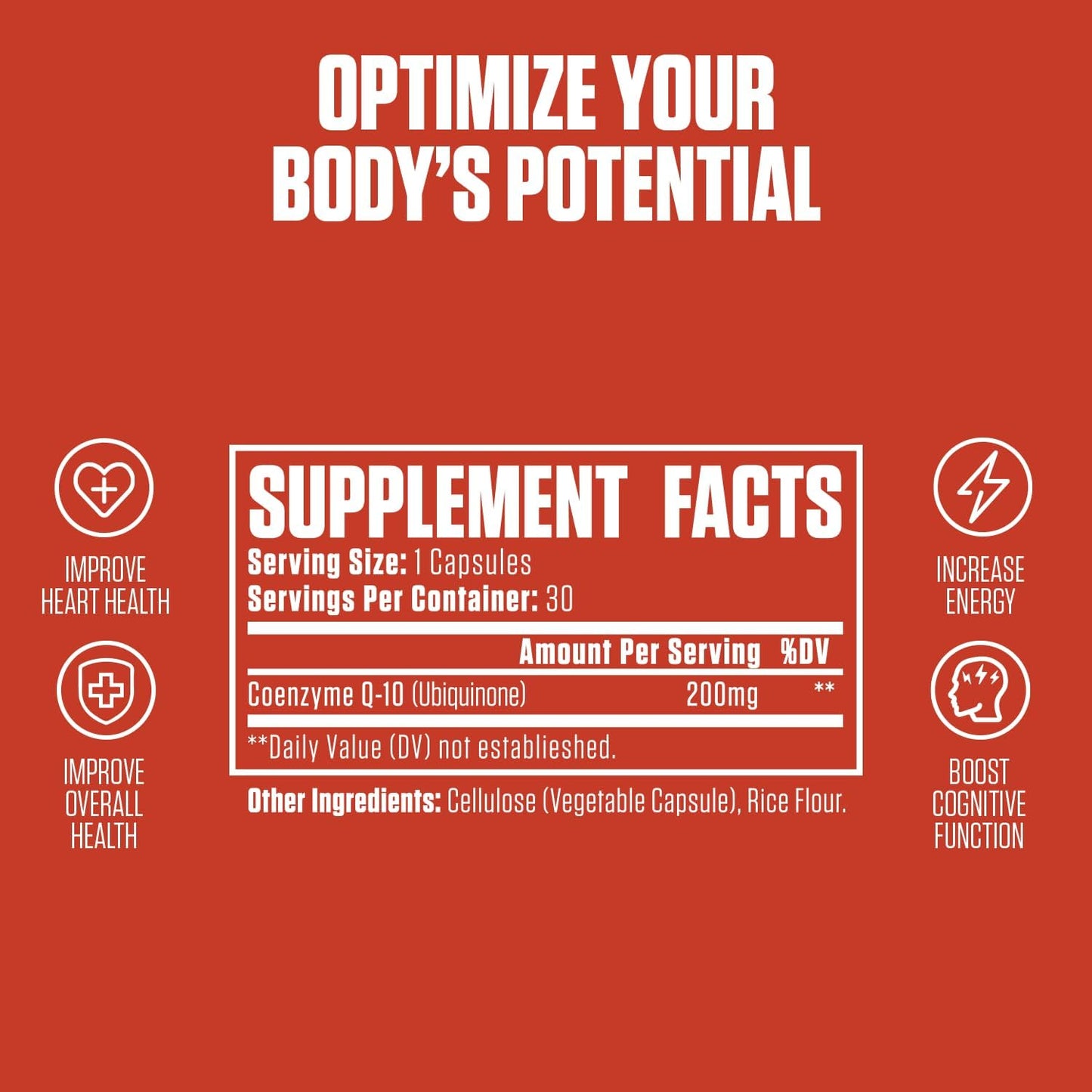EPN Supplements CoQ10 Ubiquinone | Best CoQ10 Supplement for Heart Health, Energy Boost & Overall Wellness | Vegan, Dairy-Free, Keto, Gluten-Free - 30 Capsules