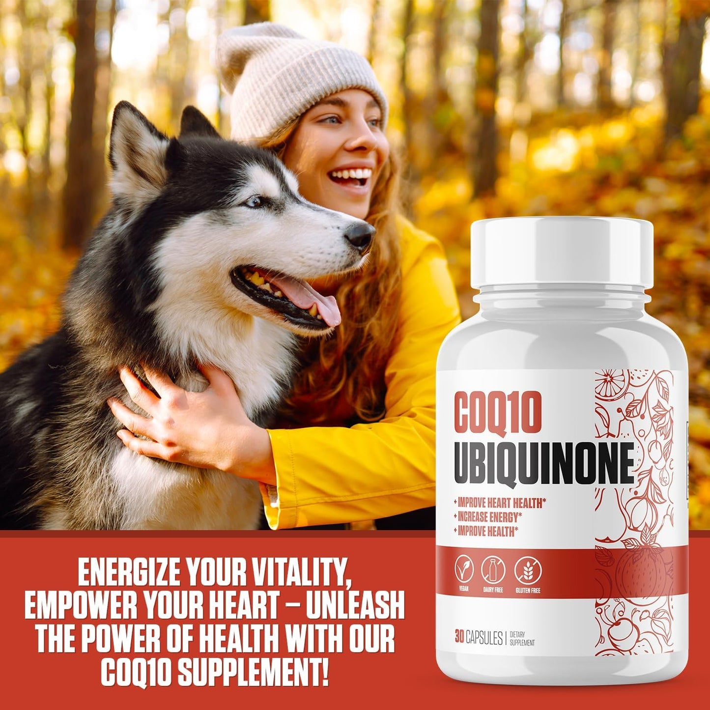 EPN Supplements CoQ10 Ubiquinone | Best CoQ10 Supplement for Heart Health, Energy Boost & Overall Wellness | Vegan, Dairy-Free, Keto, Gluten-Free - 30 Capsules