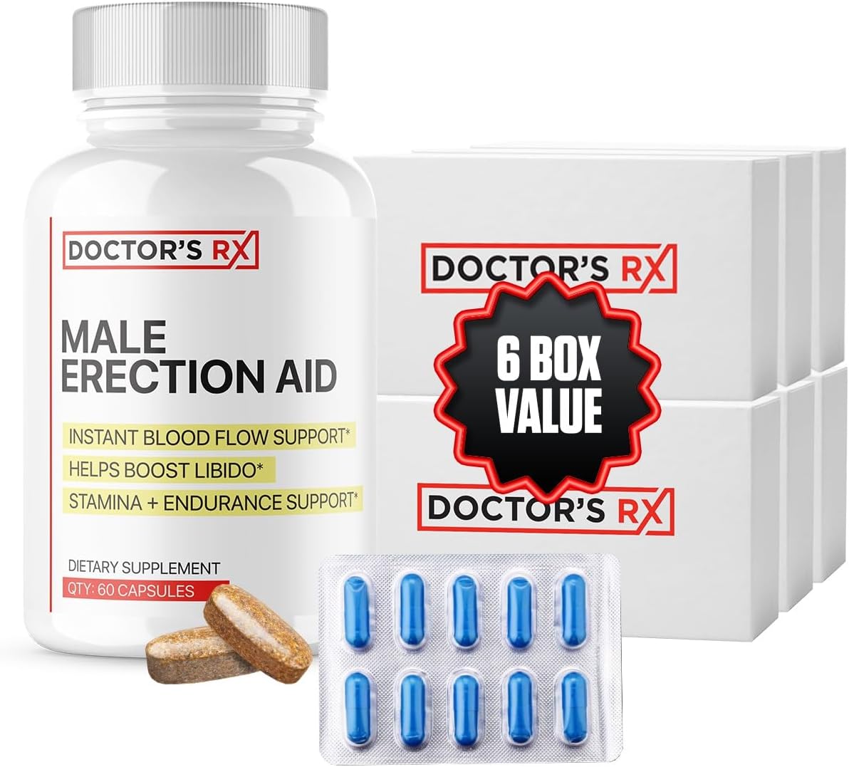 EPN Supplements Doctor's Recommended Fast-Acting ED Pills for Men - #1 Male Enhancement Support with 19 Ingredients for Stronger Hard-On's - 60 Pills