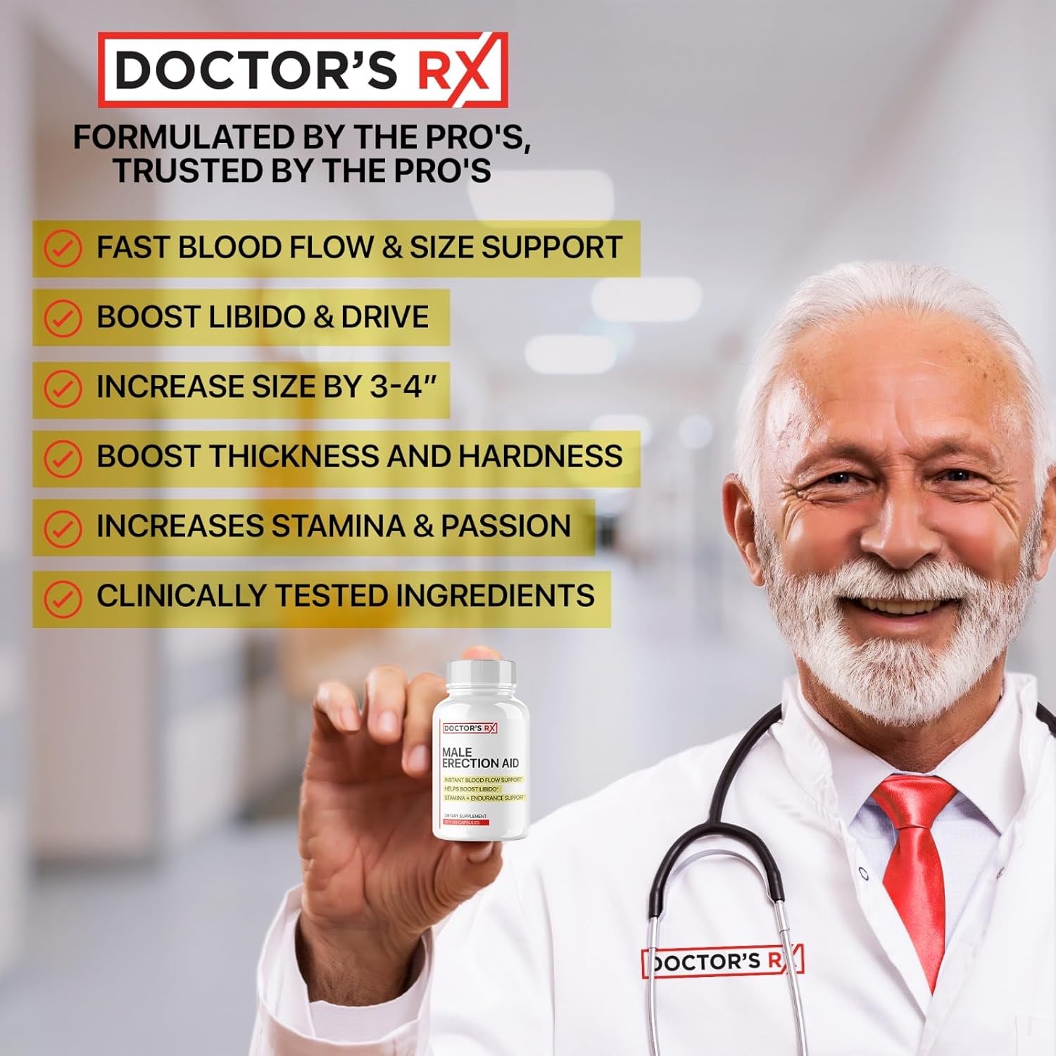 EPN Supplements Doctor's Recommended Fast-Acting ED Pills for Men - #1 Male Enhancement Support with 19 Ingredients for Stronger Hard-On's - 60 Pills