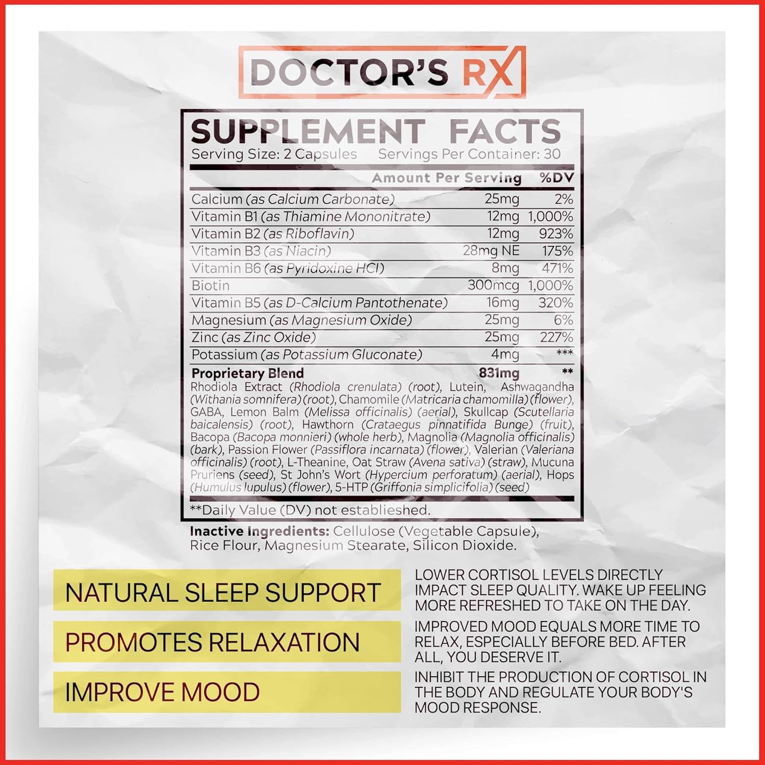 EPN Supplements Doctor's RX || Top-Rated Cortisol Health Supplement || Enhance Mood, Relaxation, Promote Rest | Potent Formula with 27 Ingredients | Third-Party Tested, Vegan, Made in USA - 60 Capsules
