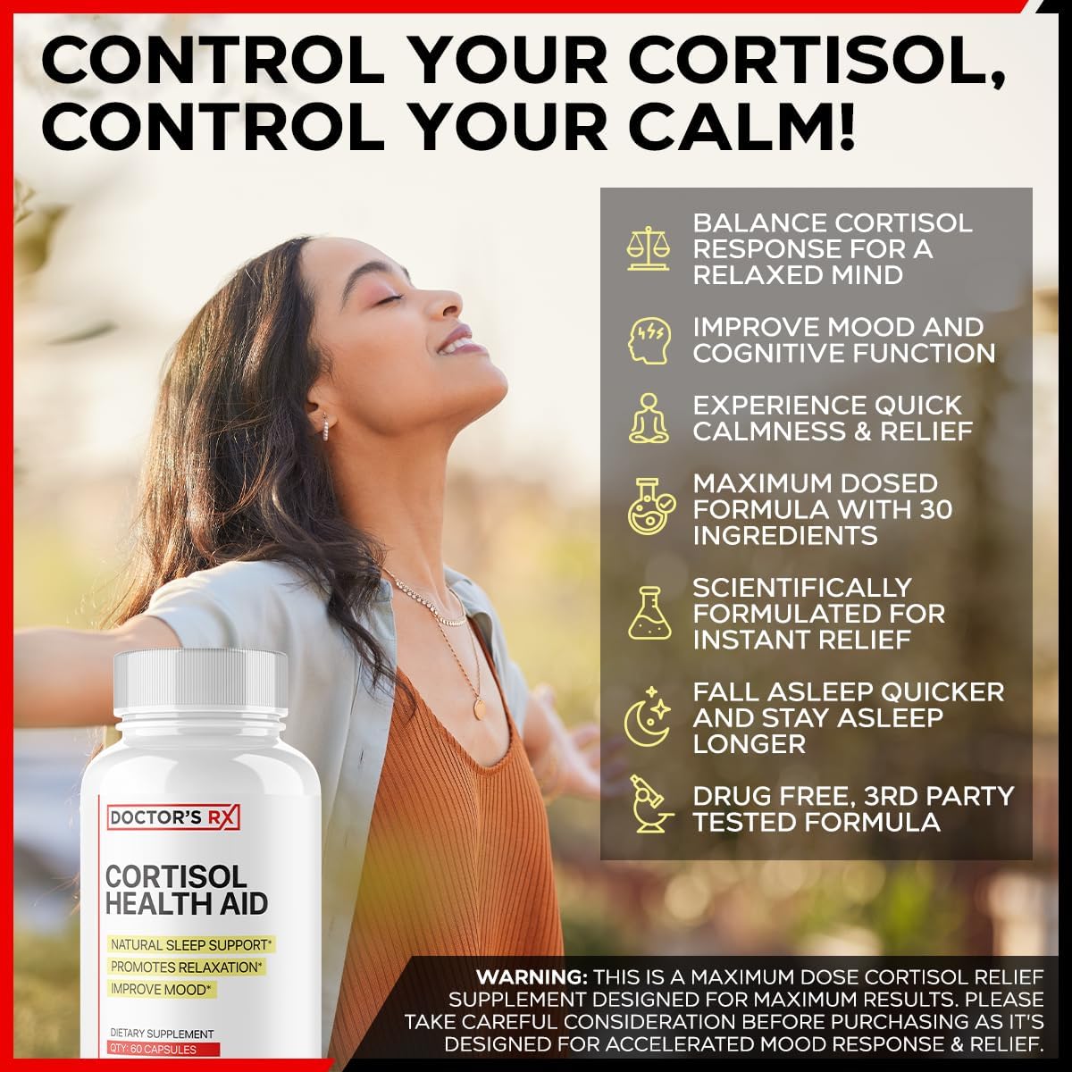 EPN Supplements Doctor's RX || Top-Rated Cortisol Health Supplement || Enhance Mood, Relaxation, Promote Rest | Potent Formula with 27 Ingredients | Third-Party Tested, Vegan, Made in USA - 60 Capsules