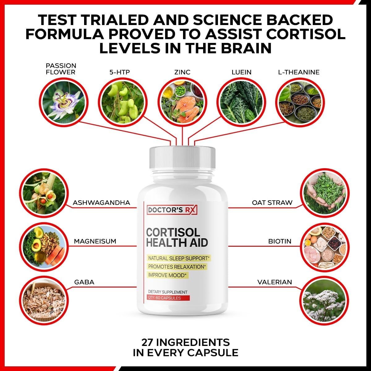 EPN Supplements Doctor's RX || Top-Rated Cortisol Health Supplement || Enhance Mood, Relaxation, Promote Rest | Potent Formula with 27 Ingredients | Third-Party Tested, Vegan, Made in USA - 60 Capsules