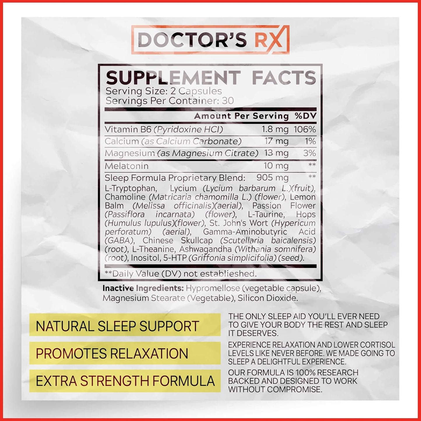 EPN Supplements Doctor's RX Ultra Strength Sleep Aid with 18 Ingredients - 60 Capsules