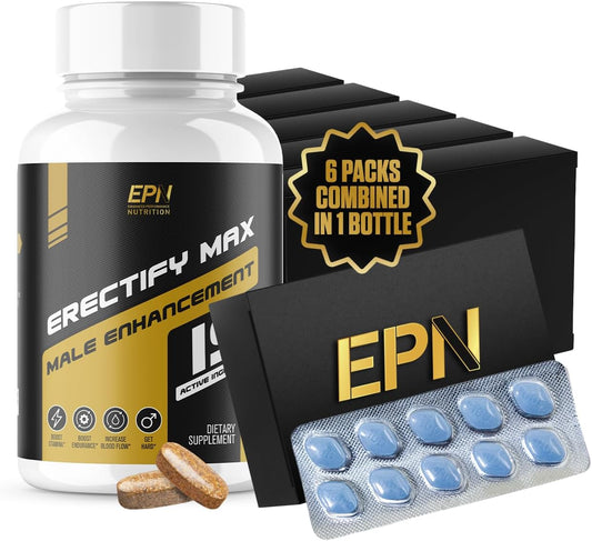 EPN Supplements ERECTIFY MAX Pills for Men - Fast Acting Male Enhancement with Horny Goat Weed & 18 Ingredients - 60 Pills