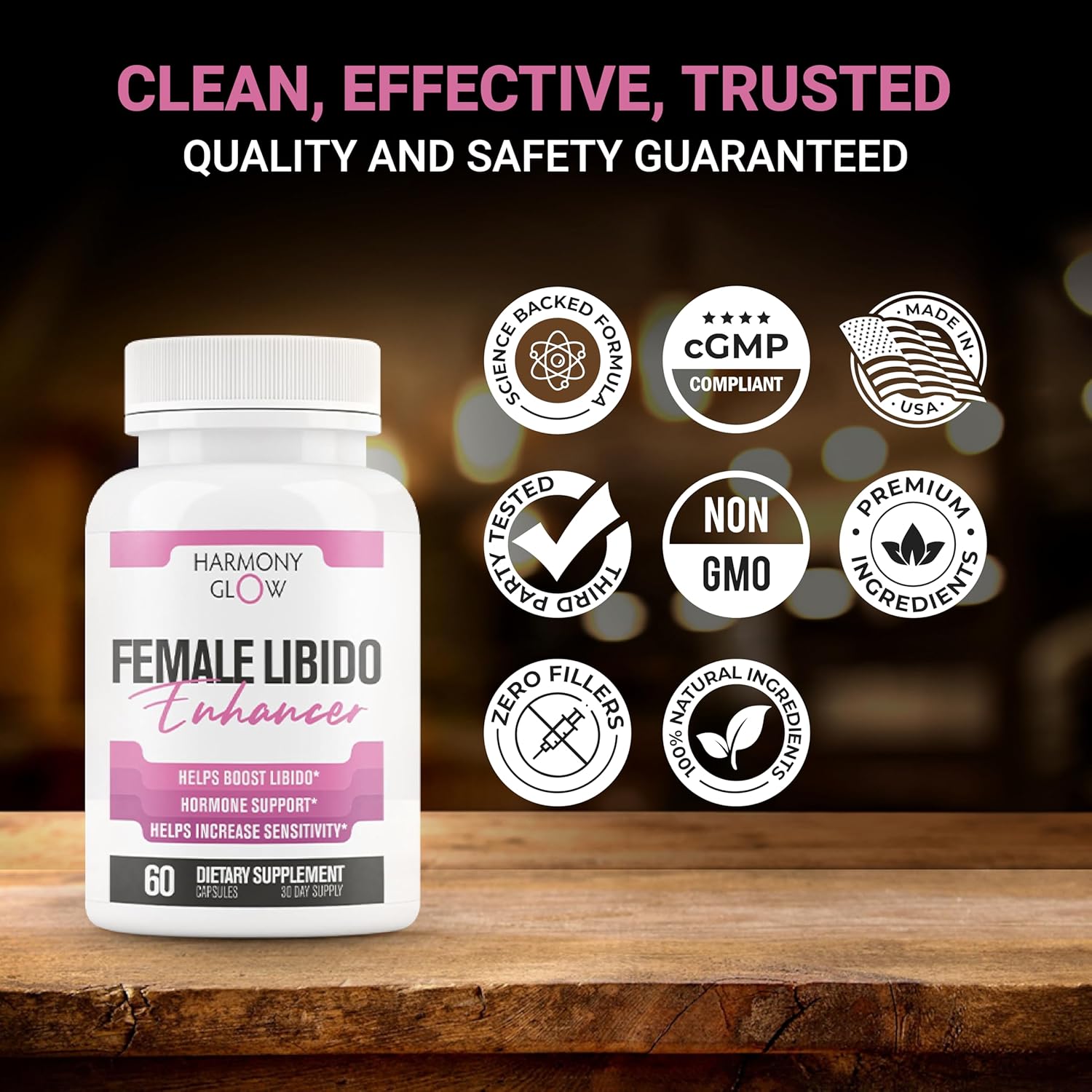 EPN Supplements Harmony Glow: Women's Libido Booster with 12 Powerful Ingredients | Boost Desire, Mood, Energy, Sensitivity | Natural & Safe - 60 Capsules