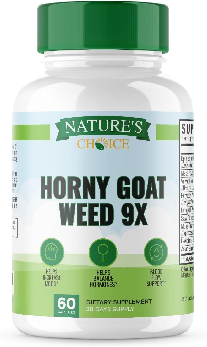EPN Supplements Horny Goat Weed with 9x Active Ingredients for Blood Flow, Hormone Balance, Energy, and Stamina - 60 Capsules, 3rd Party Tested