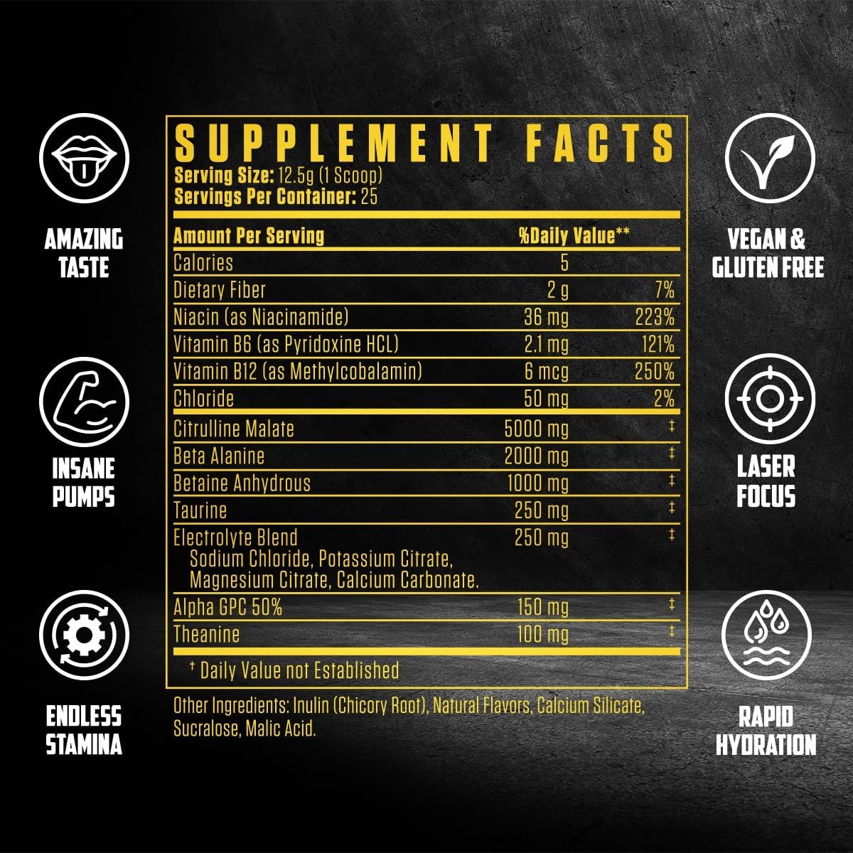 EPN Supplements HydraPump: Top-Rated Caffeine-Free Pre Workout Powder with Nitric Oxide Booster, Electrolytes, and Nootropics for Enhanced Pumps, Focus, Stamina, Muscle Growth, and Hydration - Pineapple Blast Flavor