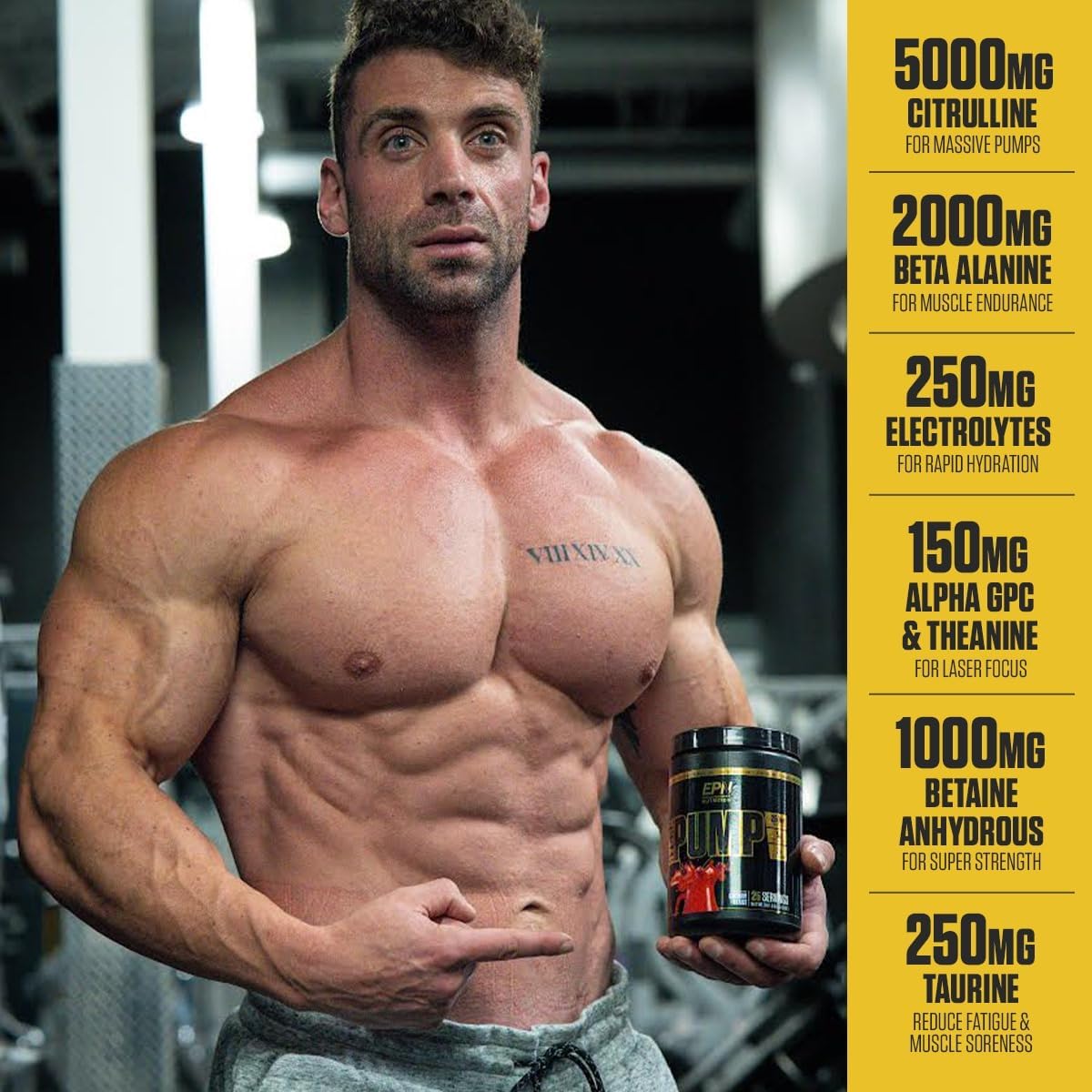 EPN Supplements HydraPump: Top-Rated Caffeine-Free Pre Workout Powder with Nitric Oxide Booster, Electrolytes, and Nootropics for Enhanced Pumps, Focus, Stamina, Muscle Growth, and Hydration - Pineapple Blast Flavor