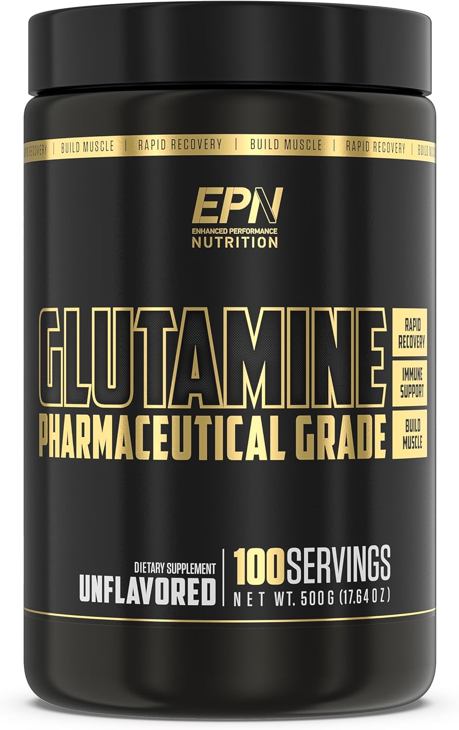 EPN Supplements L-Glutamine Powder | Pharmaceutical Grade, 100 Servings | Muscle Building, Recovery, Gut Health, Immune Support | Unflavored