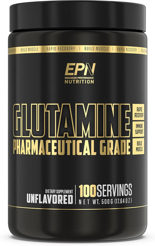 EPN Supplements L-Glutamine Powder | Pharmaceutical Grade, 100 Servings | Muscle Building, Recovery, Gut Health, Immune Support | Unflavored