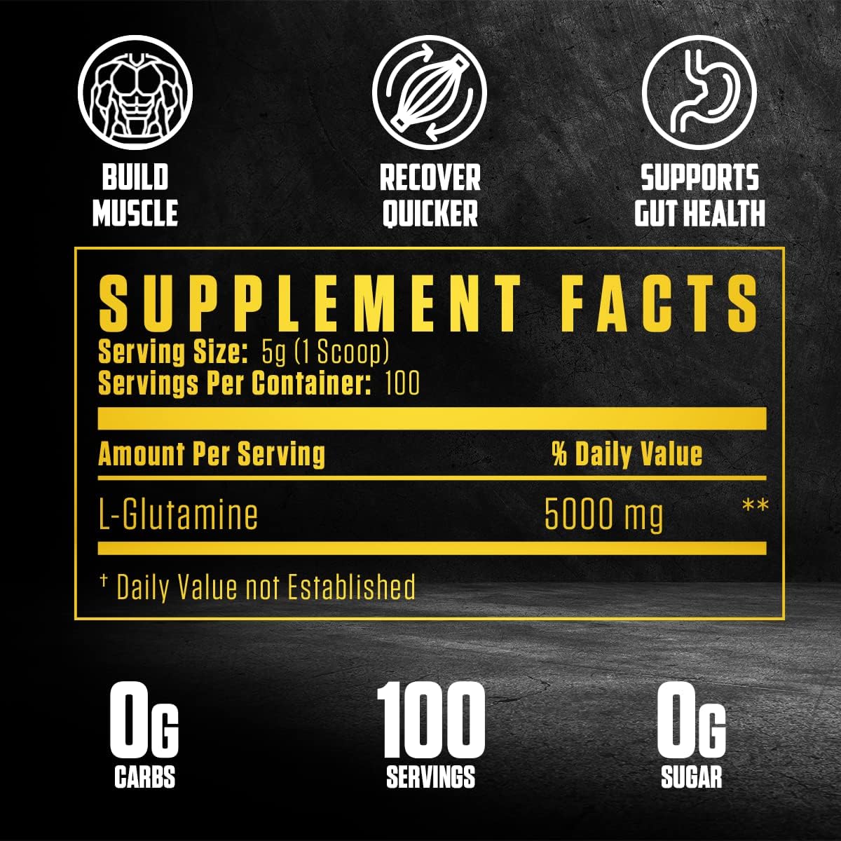 EPN Supplements L-Glutamine Powder | Pharmaceutical Grade, 100 Servings | Muscle Building, Recovery, Gut Health, Immune Support | Unflavored