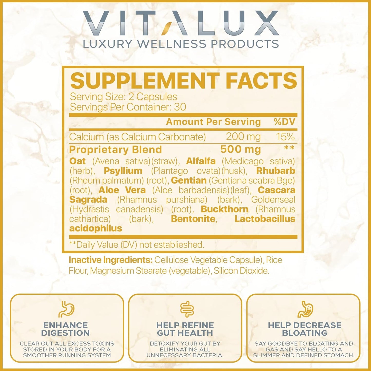 EPN Supplements VITALUX Colon Cleanse & Detox - Premium Formula for Digestion & Gut Health - 10 Powerful Ingredients - 3rd Party Tested - 60 Capsules