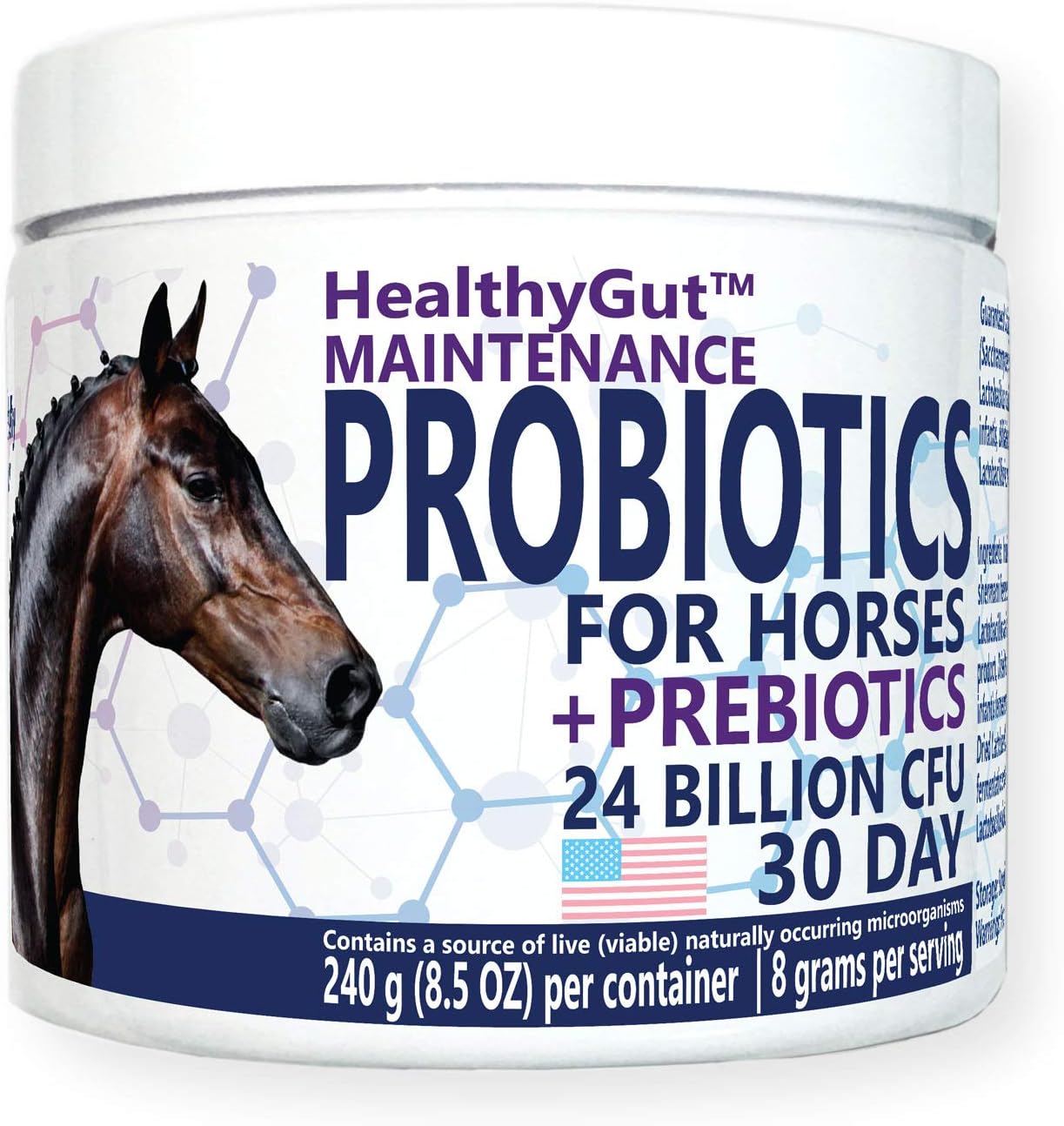 Equa Holistics HealthyGut™ Probiotics for Horses - All-Natural Digestive System Support (30-Day Supply)