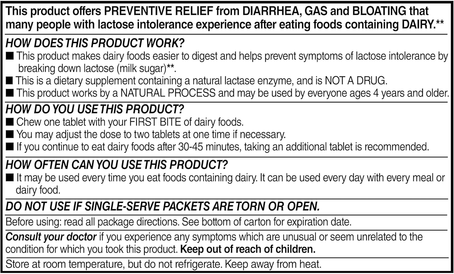 Equate Fast Acting Dairy Relief Lactase Enzyme Chewable Tablets 32 Count Pack with Bonus Sticker
