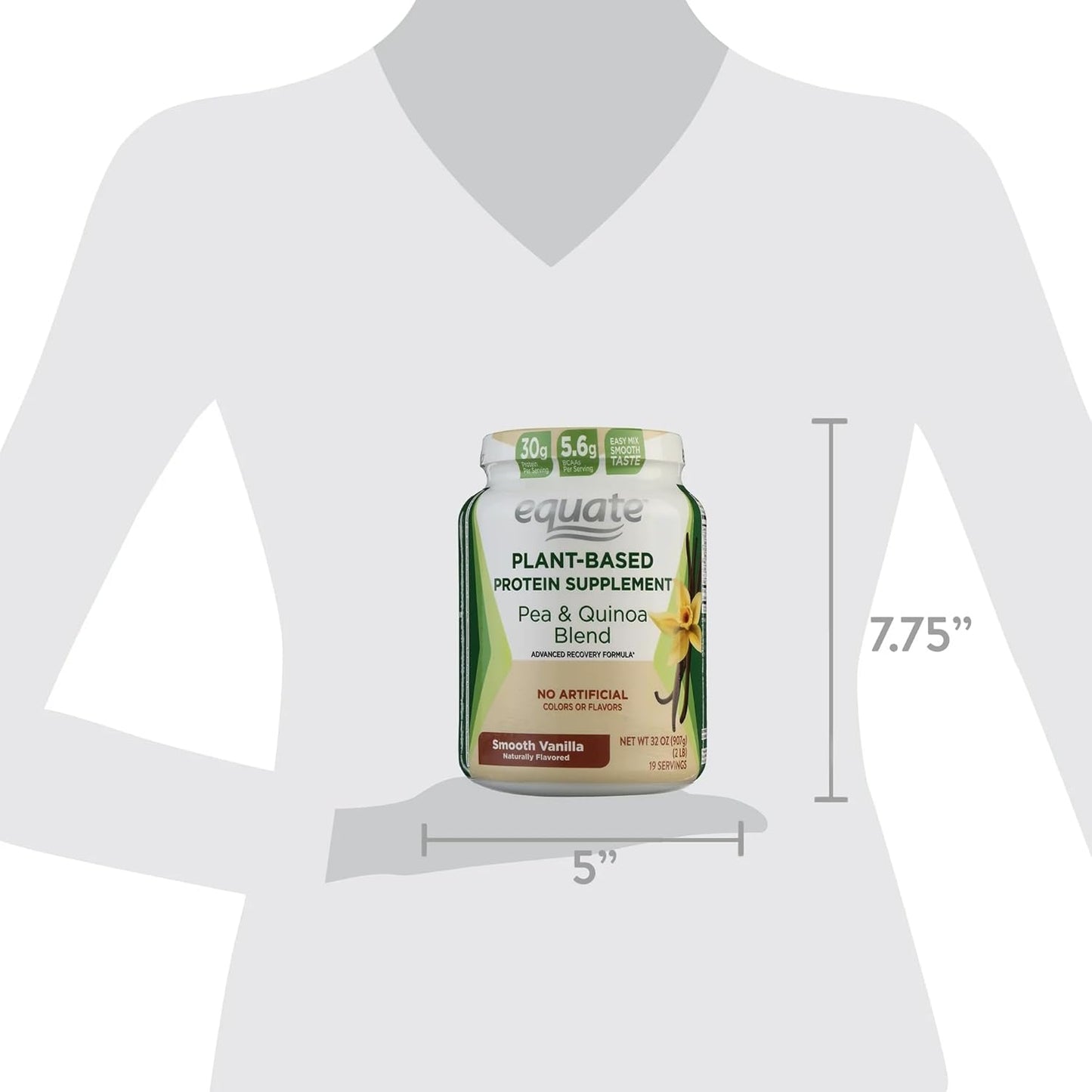 Equate Plant-Based Protein Powder, Vanilla, 2 lbs - Vegan, Gluten-Free with Amino Acids for Muscle Growth & Energy Boosts