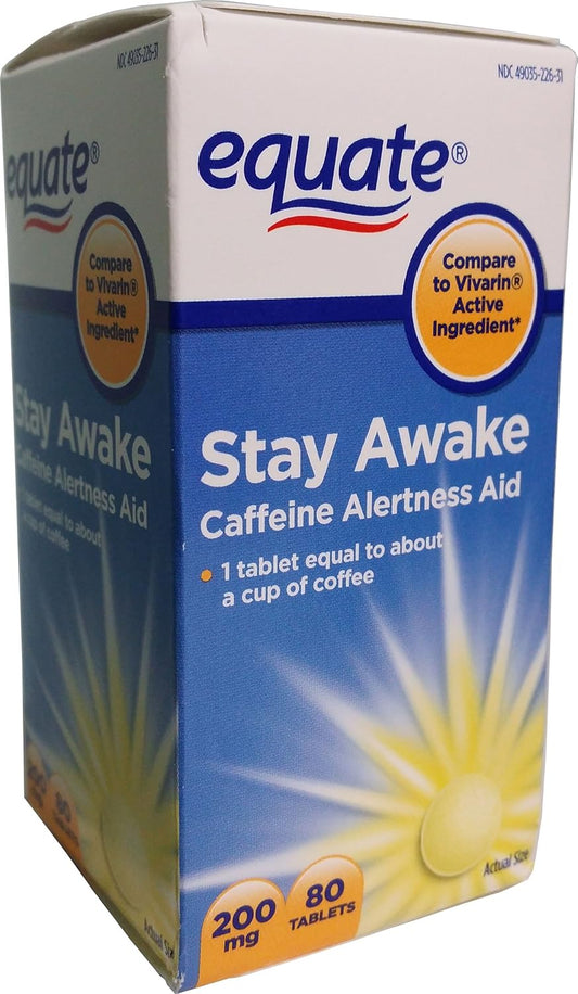 Equate Stay Awake Tablets - 80 Count, 200 mg Caffeine for Alertness