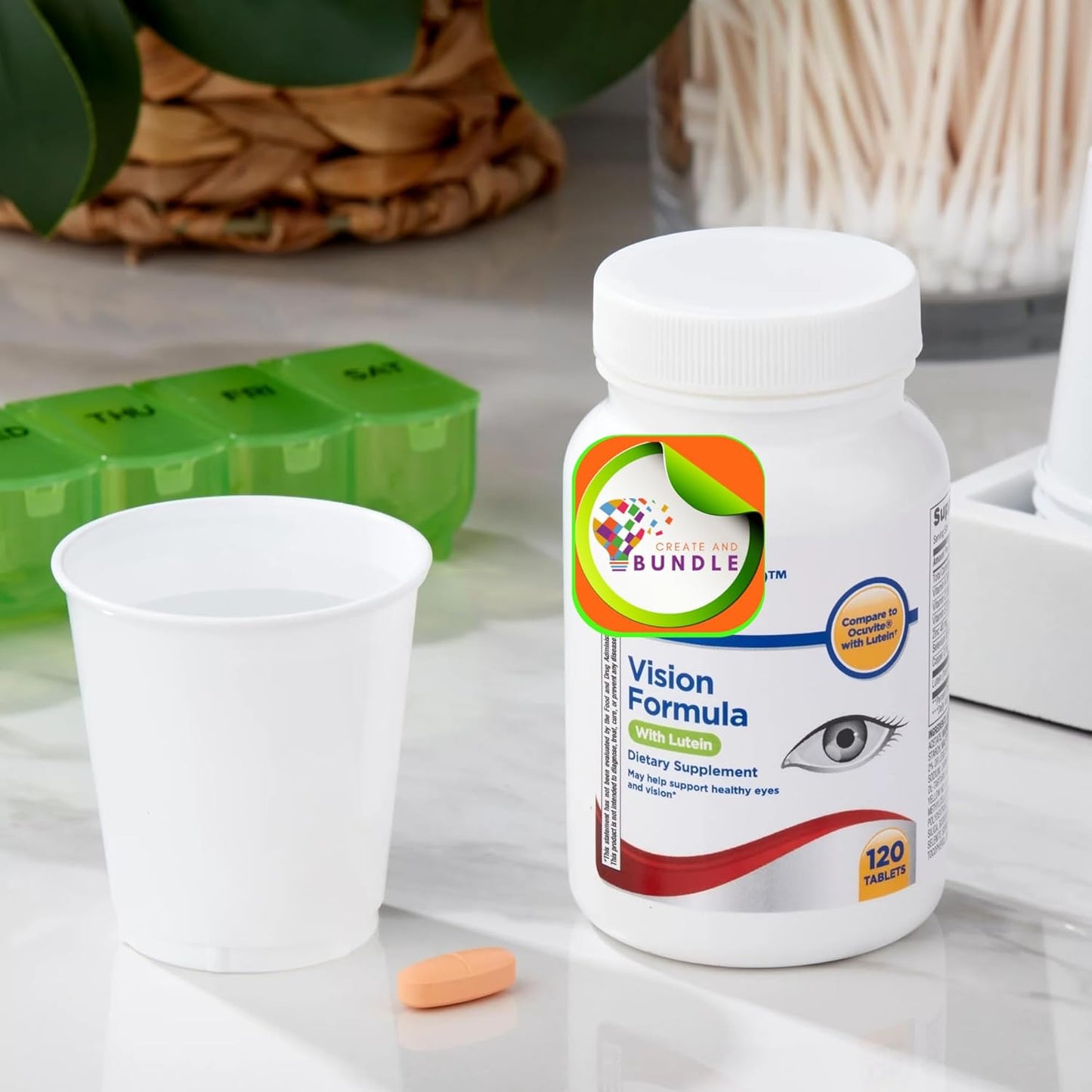 Equate Vision Formula with Lutein - 120 Tablets for Eye Health and Antioxidant Protection + Bonus Sticker