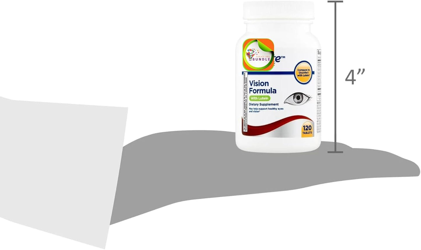 Equate Vision Formula with Lutein - 120 Tablets for Eye Health and Antioxidant Protection + Bonus Sticker