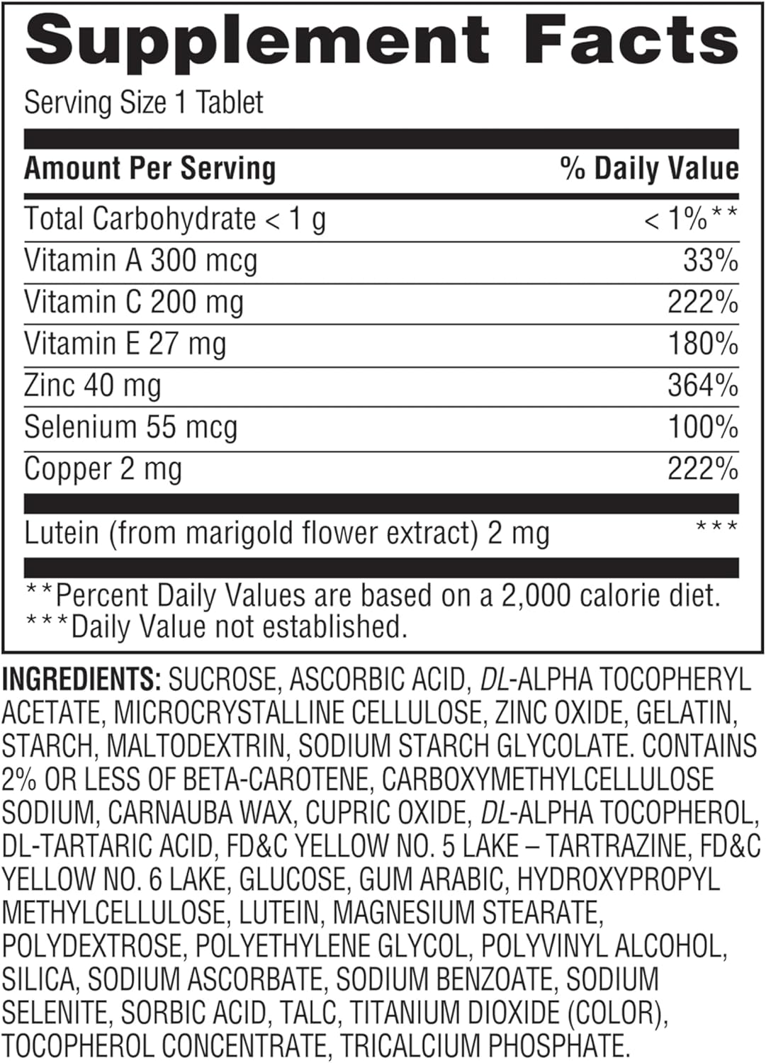 Equate Vision Formula with Lutein - 120 Tablets for Eye Health and Antioxidant Protection + Bonus Sticker