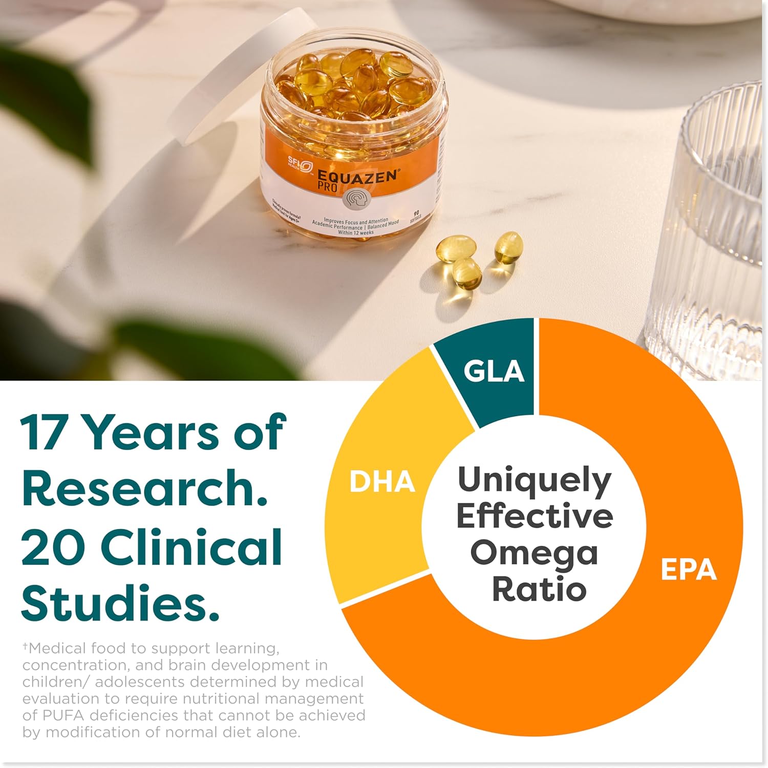 Equazen PRO Kids Fish Oil Softgels - Supports Focus, Learning, Behavior - DHA/EPA Omega-3 + Omega-6 Brain Supplement (60ct)