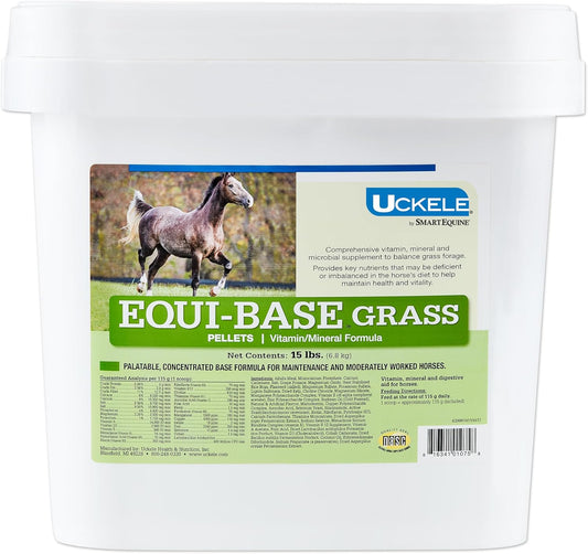 EquiBase Grass Pellets by Uckele: Horse Vitamin & Mineral Supplement for Forage Balance - 50/50 Alfalfa & Grass Mix - 15 lb Bucket