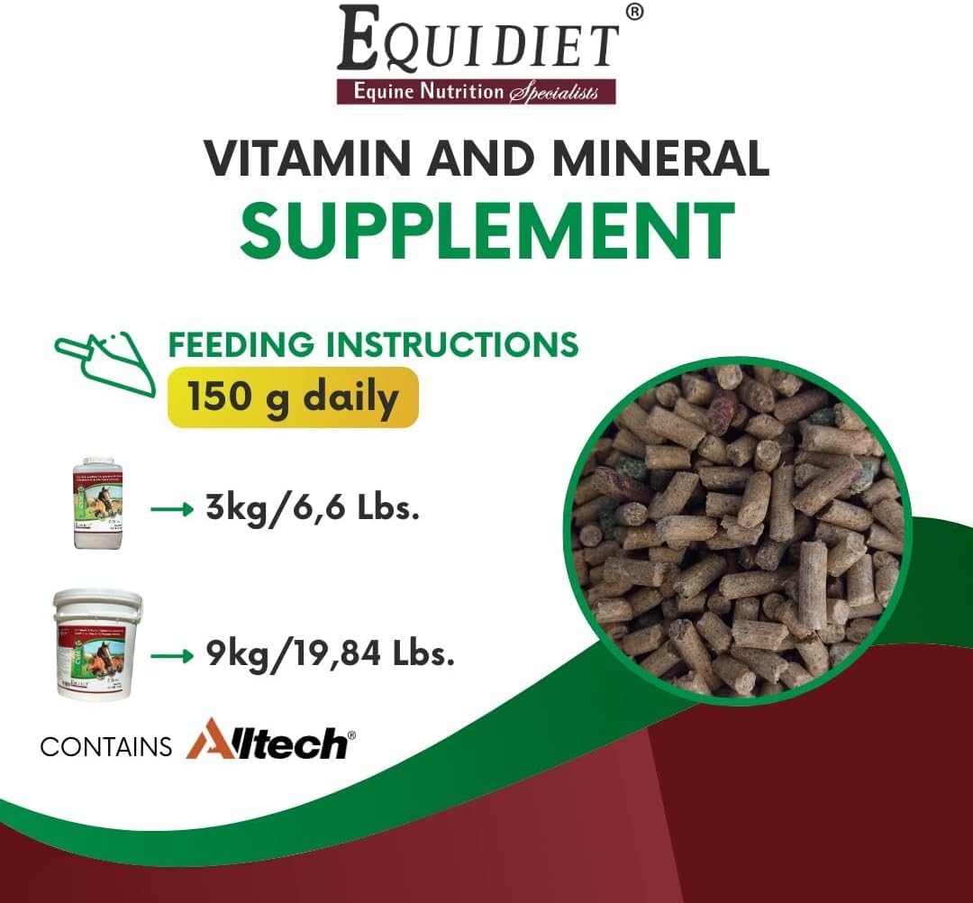 Equidiet CVM Horse Vitamins with Vitamin E, Selenium, and Mineral Complex for Healthy Coat and Overall Wellness