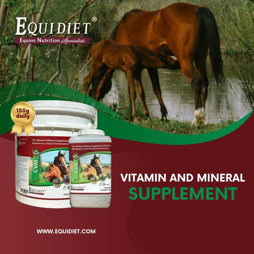 Equidiet CVM Horse Vitamins with Vitamin E, Selenium, and Mineral Complex for Healthy Coat and Overall Wellness