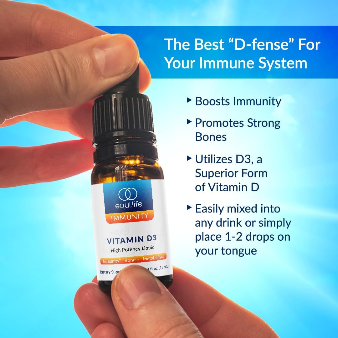Equilife - Liquid Vitamin D3 Supplement for Immunity & Bone Health, High Absorption Formula (12 ml)