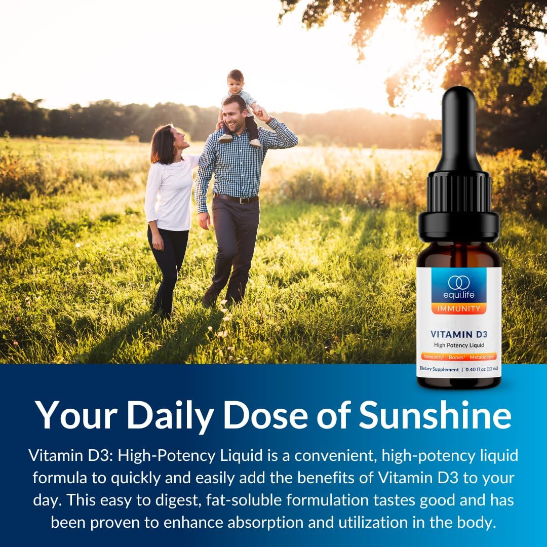 Equilife - Liquid Vitamin D3 Supplement for Immunity & Bone Health, High Absorption Formula (12 ml)