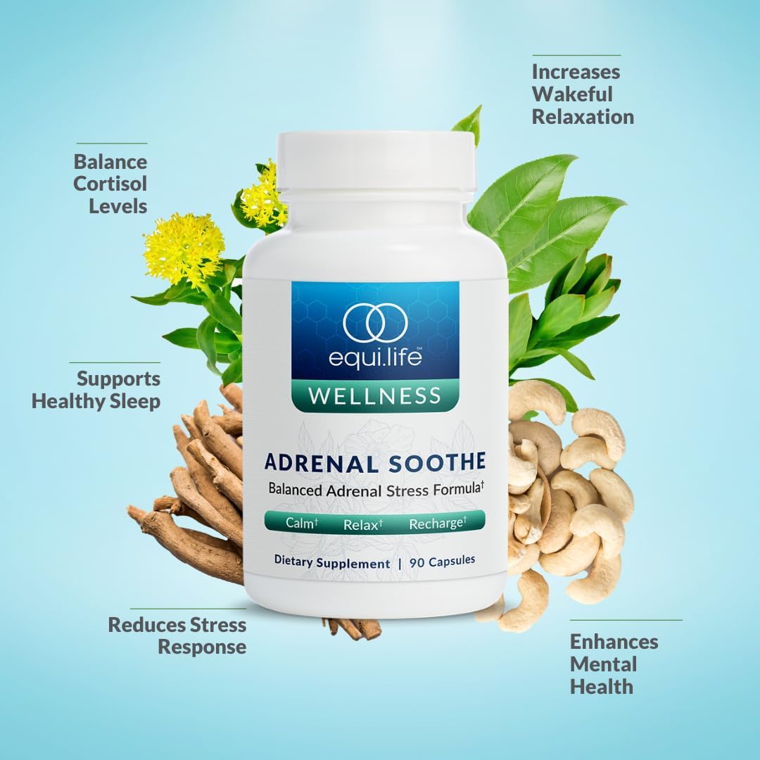 Equilife Adrenal Soothe Supplement - Stress Relief & Mood Support for Energy Balance and Tranquility - 90 Capsules