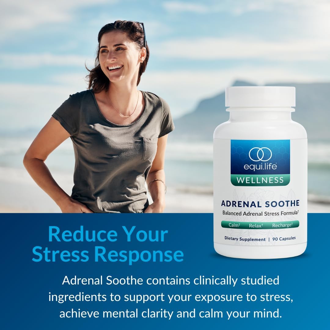 Equilife Adrenal Soothe Supplement - Stress Relief & Mood Support for Energy Balance and Tranquility - 90 Capsules
